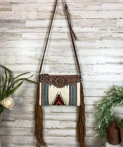 American Darling Handbags & Wallets Cream Aztec Fringe Crossbody