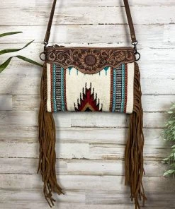 American Darling Handbags & Wallets Cream Aztec Fringe Crossbody