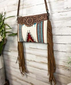 American Darling Handbags & Wallets Cream Aztec Fringe Crossbody