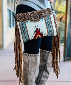 American Darling Handbags & Wallets Cream Aztec Fringe Crossbody