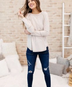 Ave Shops Cream Comfort Top Oatmeal