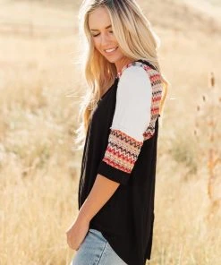 Ave Shops Long Sleeve Cyprus Top in Black/Multi - Stylish Women's Tops & Blouses 31 Ave Shops Long Sleeve Tops Cyprus Top In Black/Multi