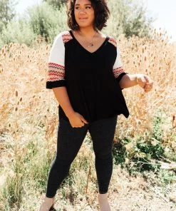 Ave Shops Long Sleeve Cyprus Top in Black/Multi - Stylish Women's Tops & Blouses 21 Ave Shops Long Sleeve Tops Cyprus Top In Black/Multi