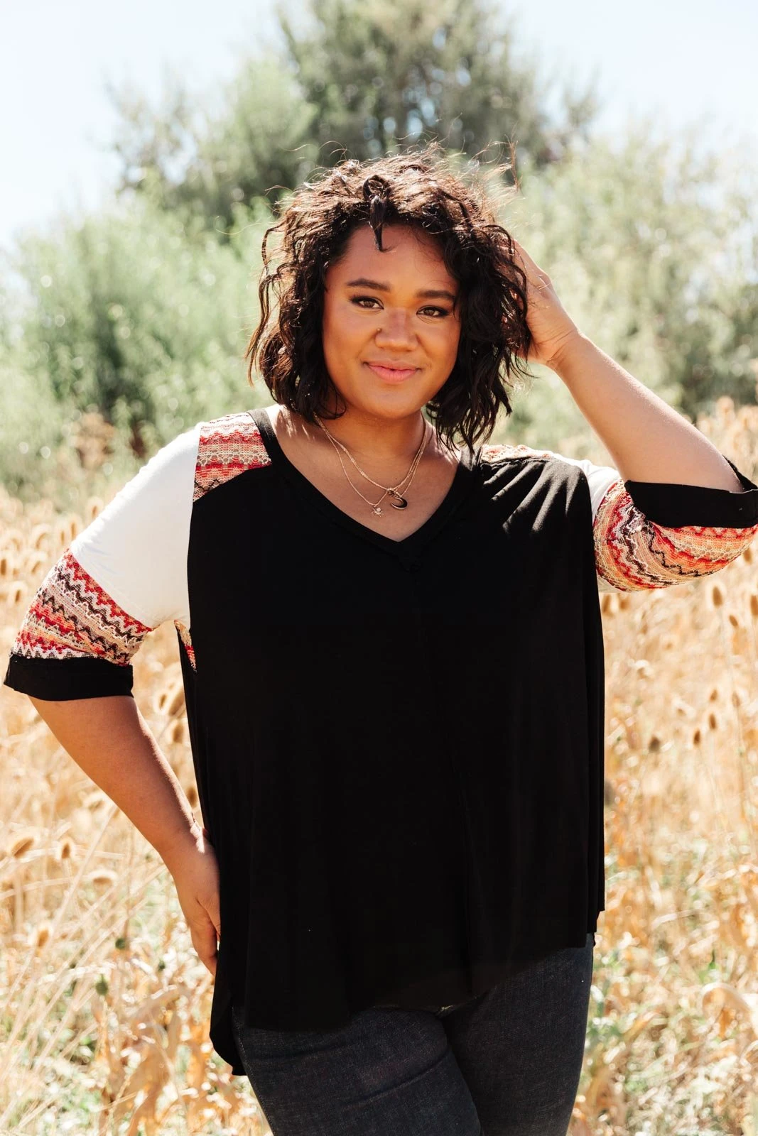 Ave Shops Long Sleeve Cyprus Top in Black/Multi - Stylish Women's Tops & Blouses 7 Ave Shops Long Sleeve Tops Cyprus Top In Black/Multi