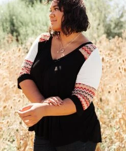 Ave Shops Long Sleeve Cyprus Top in Black/Multi - Stylish Women's Tops & Blouses 23 Ave Shops Long Sleeve Tops Cyprus Top In Black/Multi