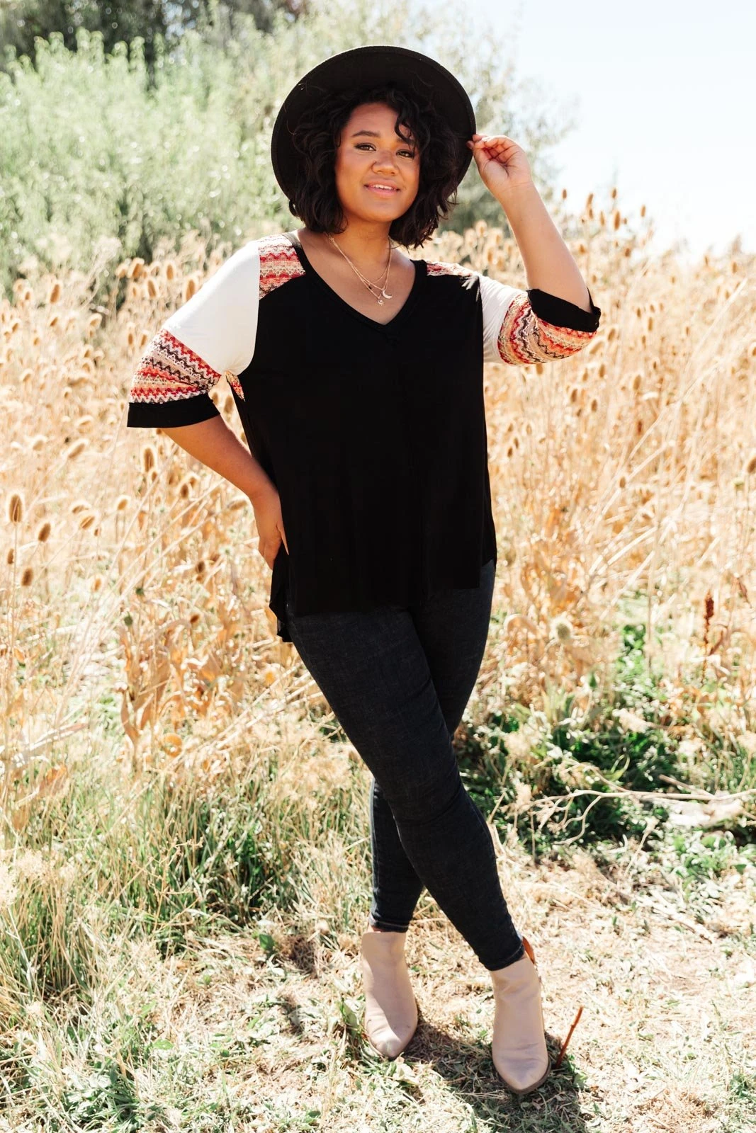 Ave Shops Long Sleeve Cyprus Top in Black/Multi - Stylish Women's Tops & Blouses 5 Ave Shops Long Sleeve Tops Cyprus Top In Black/Multi