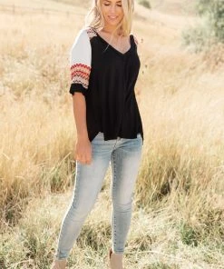 Ave Shops Long Sleeve Cyprus Top in Black/Multi - Stylish Women's Tops & Blouses 28 Ave Shops Long Sleeve Tops Cyprus Top In Black/Multi