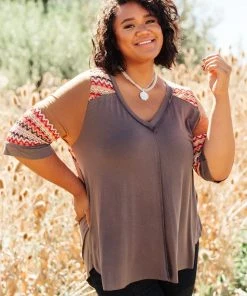 Ave Shops Cyprus Top In Charcoal/Multi