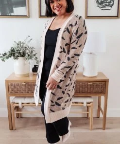 Ave Shops Dainty Feathers Cardigan - Lightweight Knit Sweater for Women 27 Ave Shops Clothing Dainty Feathers Cardigan