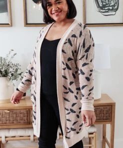 Ave Shops Dainty Feathers Cardigan - Lightweight Knit Sweater for Women 29 Ave Shops Clothing Dainty Feathers Cardigan