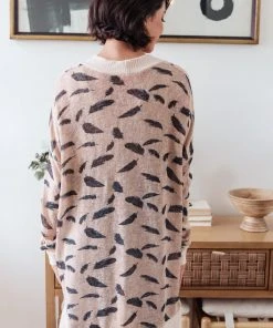 Ave Shops Dainty Feathers Cardigan - Lightweight Knit Sweater for Women 37 Ave Shops Clothing Dainty Feathers Cardigan