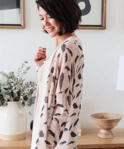 Ave Shops Dainty Feathers Cardigan - Lightweight Knit Sweater for Women 26 Ave Shops Clothing Dainty Feathers Cardigan