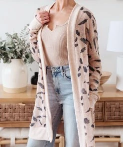 Ave Shops Dainty Feathers Cardigan - Lightweight Knit Sweater for Women 28 Ave Shops Clothing Dainty Feathers Cardigan