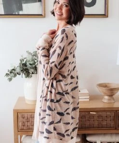 Ave Shops Dainty Feathers Cardigan - Lightweight Knit Sweater for Women 31 Ave Shops Clothing Dainty Feathers Cardigan