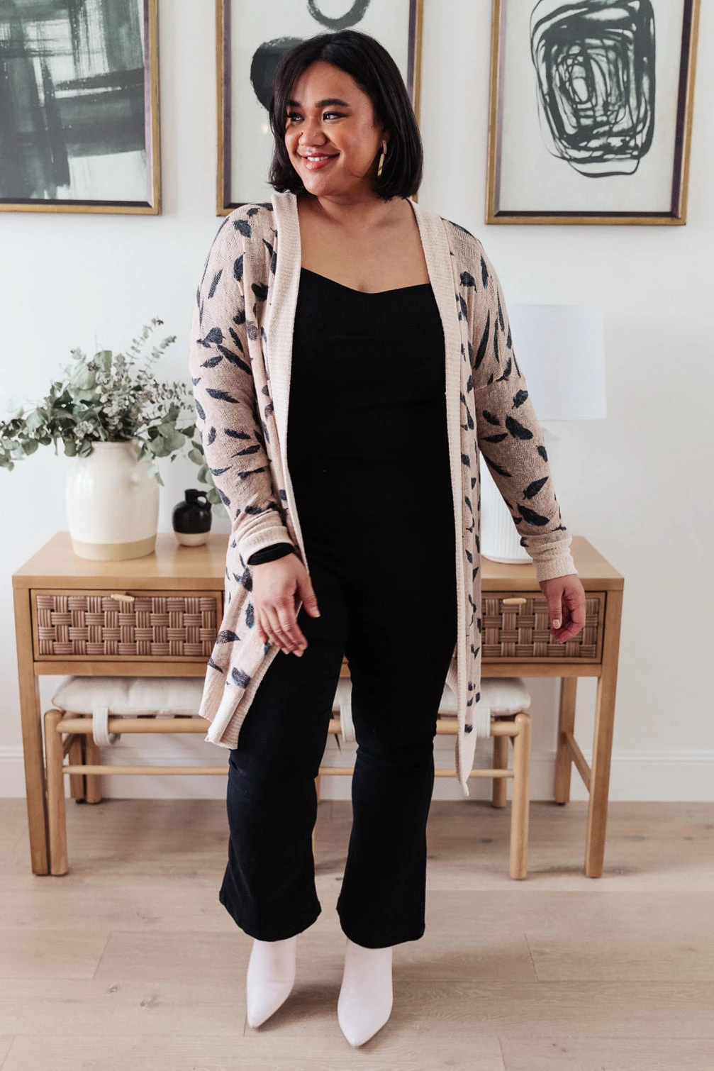 Ave Shops Dainty Feathers Cardigan - Lightweight Knit Sweater for Women 13 Ave Shops Clothing Dainty Feathers Cardigan