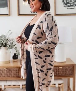 Ave Shops Dainty Feathers Cardigan - Lightweight Knit Sweater for Women 24 Ave Shops Clothing Dainty Feathers Cardigan