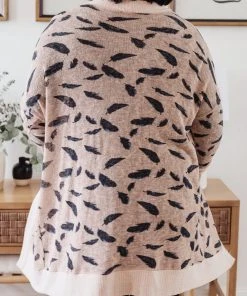 Ave Shops Dainty Feathers Cardigan - Lightweight Knit Sweater for Women 34 Ave Shops Clothing Dainty Feathers Cardigan