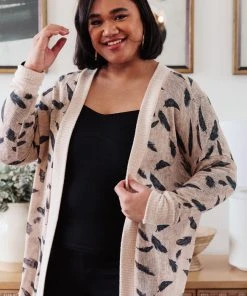 Ave Shops Dainty Feathers Cardigan - Lightweight Knit Sweater for Women 35 Ave Shops Clothing Dainty Feathers Cardigan