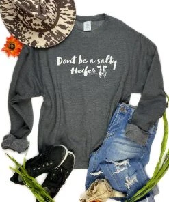 The Cinchy Cowgirl Dark Grey Salty Heifer Sweatshirt