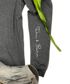 The Cinchy Cowgirl Dark Heather Grey Turn & Burn Long Sleeve Graphic Tee