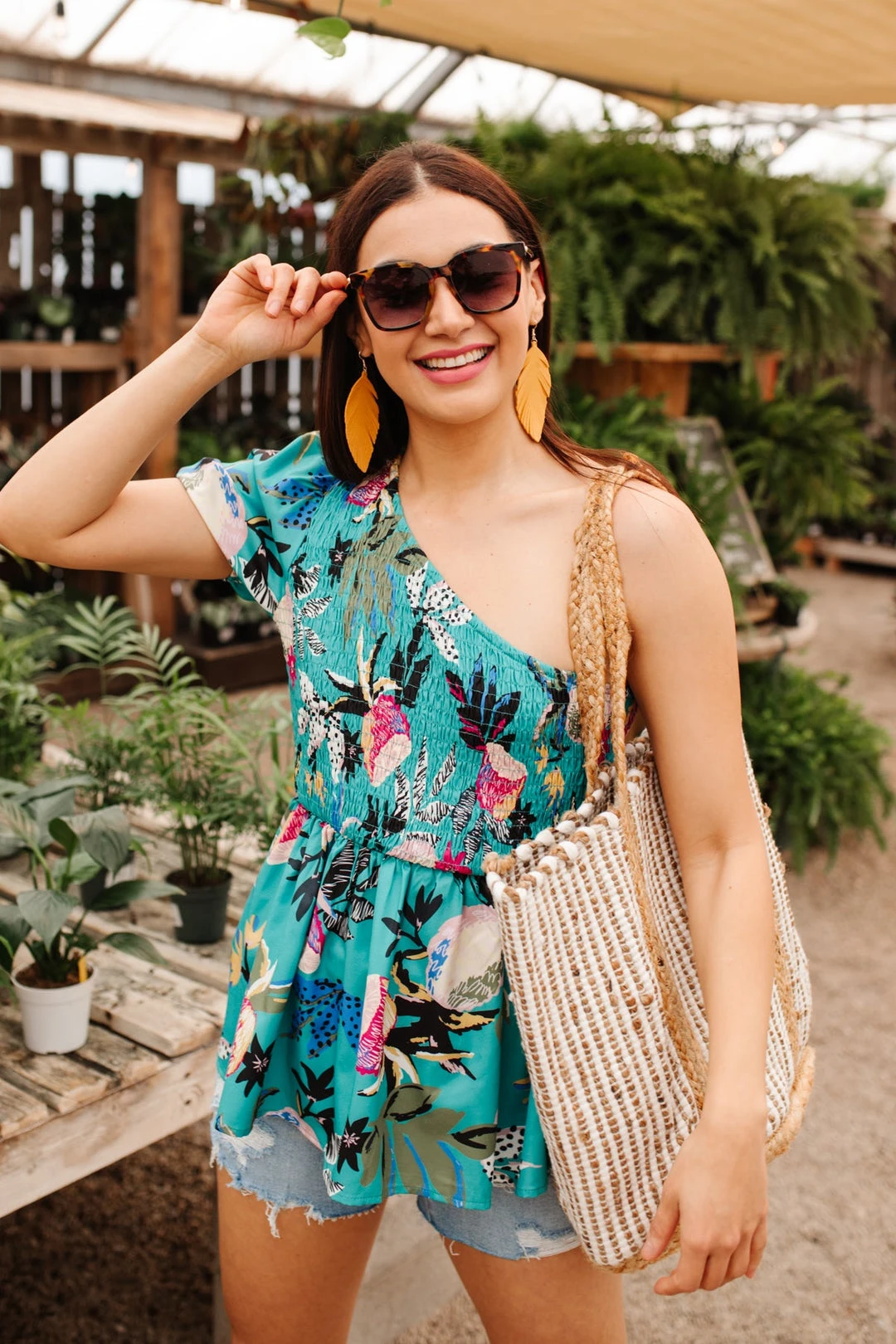 Ave Shops Women's Emerald Day Trip Blouse - Short Sleeve Tops & Blouses 5 Ave Shops Clothing Day Trip Blouse In Emerald