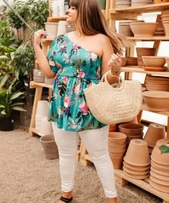 Ave Shops Women's Emerald Day Trip Blouse - Short Sleeve Tops & Blouses 36 Ave Shops Clothing Day Trip Blouse In Emerald