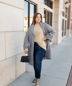 Ave Shops Stone Gray Oversized Trench Coat - Deconstructed Style for Women 20 Ave Shops Deconstructed Oversized Trench Coat In Stone Gray