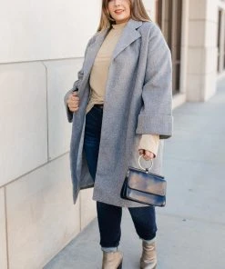 Ave Shops Stone Gray Oversized Trench Coat - Deconstructed Style for Women 18 Ave Shops Deconstructed Oversized Trench Coat In Stone Gray