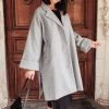 Ave Shops Deconstructed Oversized Trench Coat In Stone Gray