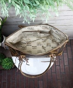 Sixtease Handbags & Wallets Brown & White Cowhide Mini Duffle/Messenger Bag