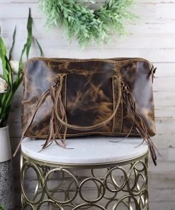 Sixtease Handbags & Wallets Brown & White Cowhide Mini Duffle/Messenger Bag