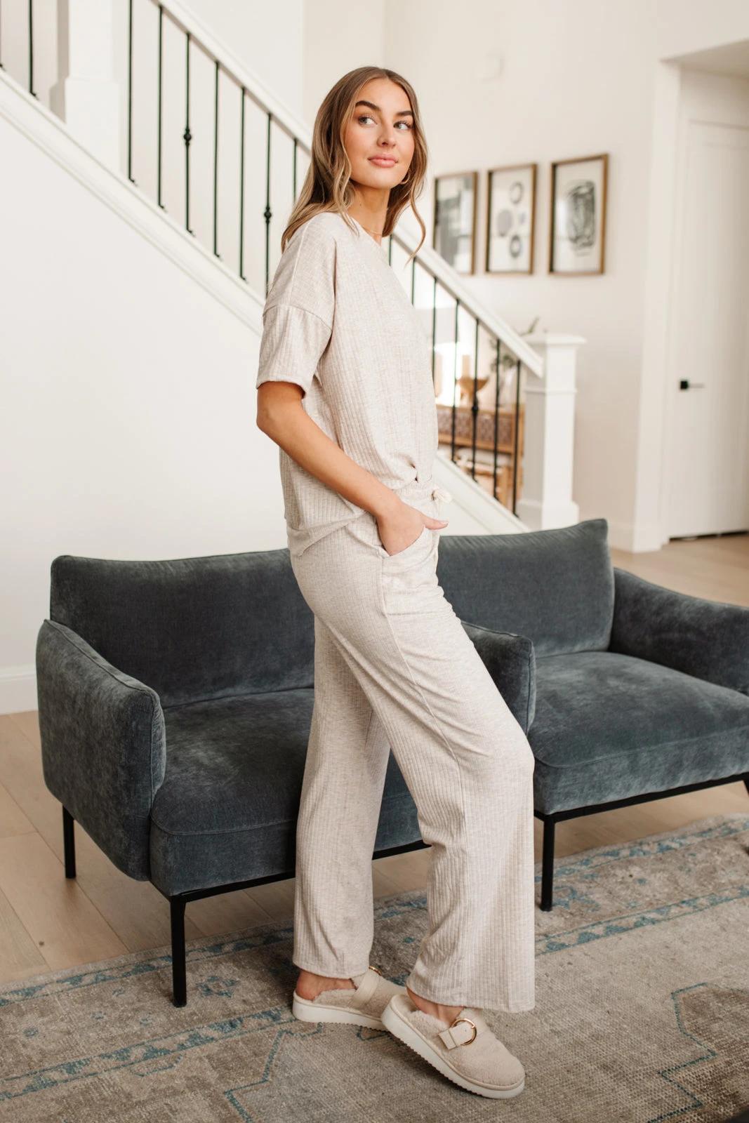 Ave Shops Deja Vu Top in Oatmeal - Comfortable Lounge & Active Wear 23 Ave Shops Clothing Deja Vu Top In Oatmeal