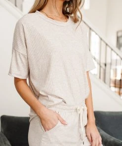 Ave Shops Clothing Deja Vu Top In Oatmeal
