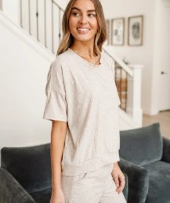 Ave Shops Deja Vu Top in Oatmeal - Comfortable Lounge & Active Wear 33 Ave Shops Clothing Deja Vu Top In Oatmeal