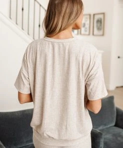 Ave Shops Deja Vu Top in Oatmeal - Comfortable Lounge & Active Wear 46 Ave Shops Clothing Deja Vu Top In Oatmeal