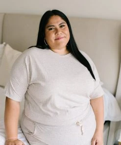 Ave Shops Deja Vu Top in Oatmeal - Comfortable Lounge & Active Wear 32 Ave Shops Clothing Deja Vu Top In Oatmeal