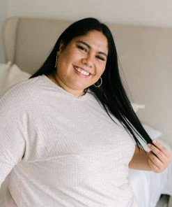 Ave Shops Deja Vu Top in Oatmeal - Comfortable Lounge & Active Wear 47 Ave Shops Clothing Deja Vu Top In Oatmeal