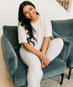 Ave Shops Deja Vu Top in Oatmeal - Comfortable Lounge & Active Wear 31 Ave Shops Clothing Deja Vu Top In Oatmeal