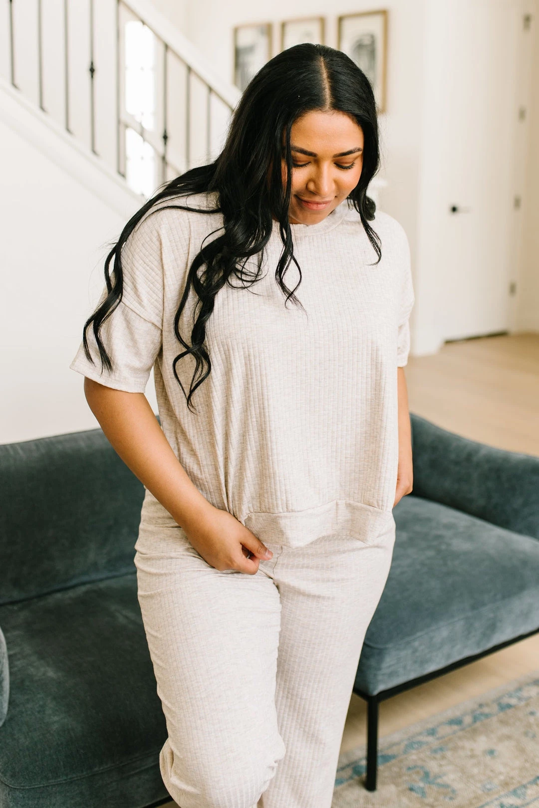 Ave Shops Deja Vu Top in Oatmeal - Comfortable Lounge & Active Wear 12 Ave Shops Clothing Deja Vu Top In Oatmeal