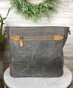 Sixtease Handbags & Wallets Denim Grey & Cowhide Crossbody Handbag