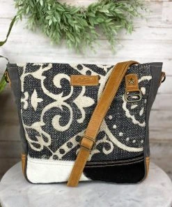 Sixtease Handbags & Wallets Denim Grey & Cowhide Crossbody Handbag