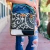 Sixtease Handbags & Wallets Denim Grey & Cowhide Crossbody Handbag
