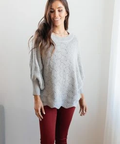 Ave Shops Ash Detailed Designed Top - Soft Cardigan Sweater for Women 16 Ave Shops Clothing Designed For Details Top In Ash