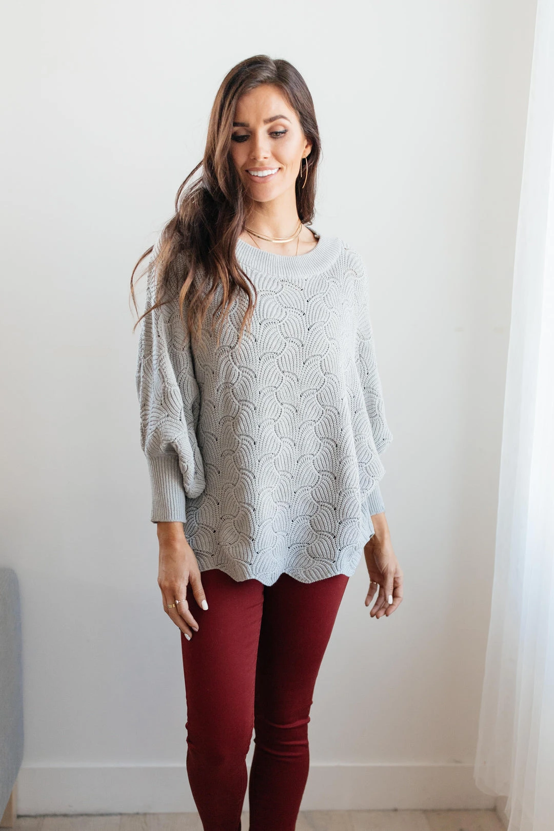 Ave Shops Ash Detailed Designed Top - Soft Cardigan Sweater for Women 8 Ave Shops Clothing Designed For Details Top In Ash