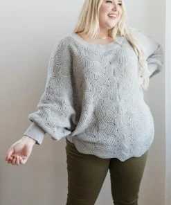 Ave Shops Ash Detailed Designed Top - Soft Cardigan Sweater for Women 13 Ave Shops Clothing Designed For Details Top In Ash