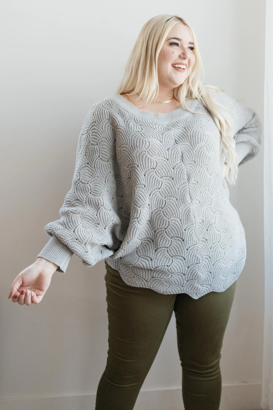 Ave Shops Ash Detailed Designed Top - Soft Cardigan Sweater for Women 5 Ave Shops Clothing Designed For Details Top In Ash