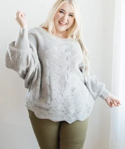 Ave Shops Ash Detailed Designed Top - Soft Cardigan Sweater for Women 15 Ave Shops Clothing Designed For Details Top In Ash