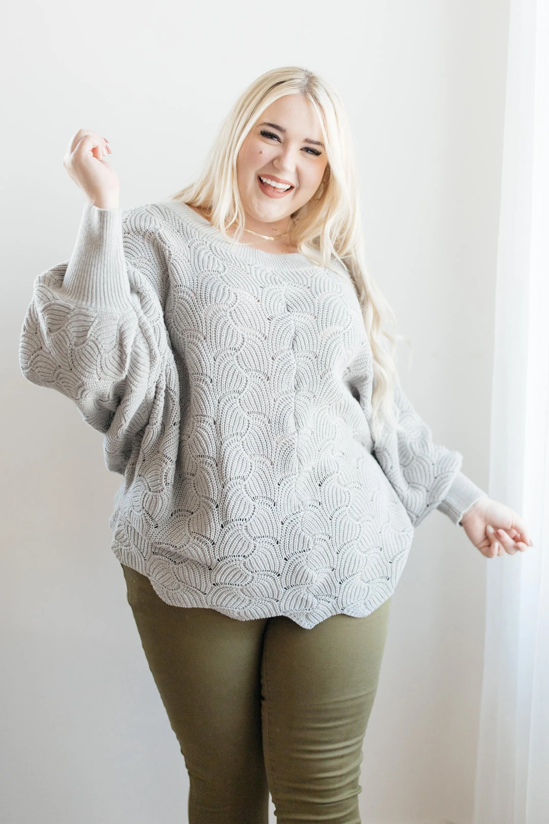 Ave Shops Ash Detailed Designed Top - Soft Cardigan Sweater for Women 7 Ave Shops Clothing Designed For Details Top In Ash