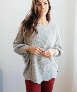 Ave Shops Ash Detailed Designed Top - Soft Cardigan Sweater for Women 18 Ave Shops Clothing Designed For Details Top In Ash