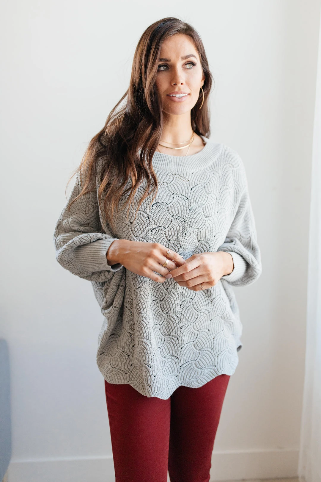 Ave Shops Ash Detailed Designed Top - Soft Cardigan Sweater for Women 10 Ave Shops Clothing Designed For Details Top In Ash